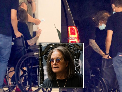 Ozzy Osbourne helped into wheelchair after revealing upcoming surgery